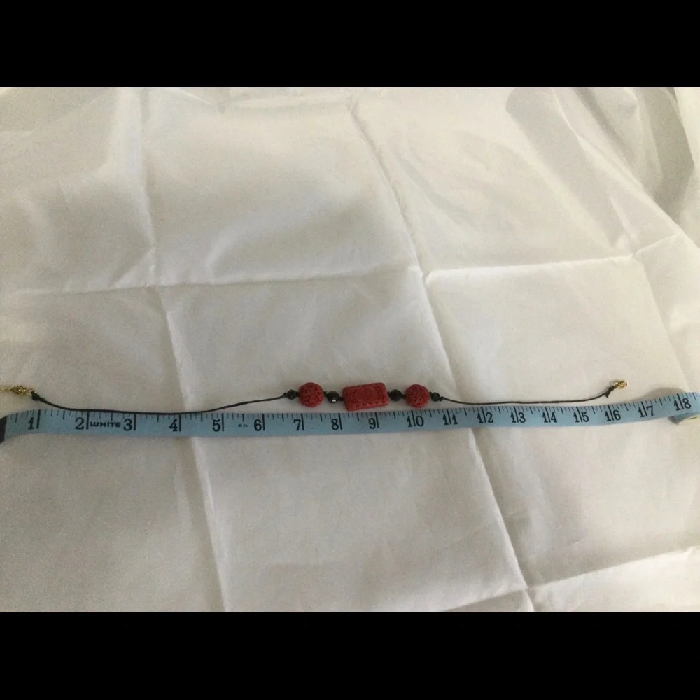 Vintage Red & Black Far East Hemp Cord Necklace with AGP Fasteners - Picture 2 of 7